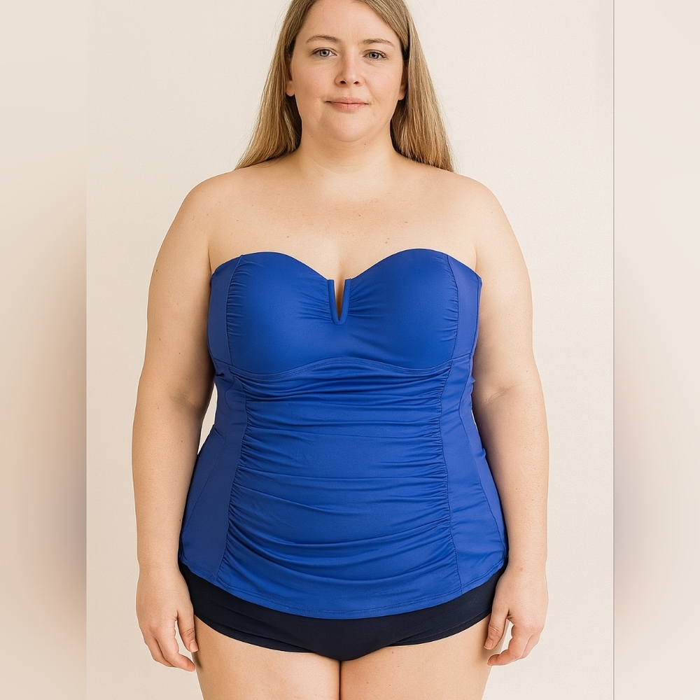 Skye Swimwear Lana Bandini Tankini Blue Strapless Top XL